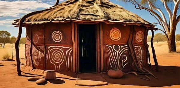 'Meta AI'가 생성한 '호주 토착민의 주거지' 이미지 (출처: The Conversation 캡처사진, 원출처: Meta AI) / 2025.08.17