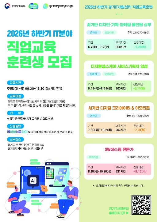 인공지능·디지털 인재 키운다…경기IT새일센터, 직업교육훈련생 80명 모집