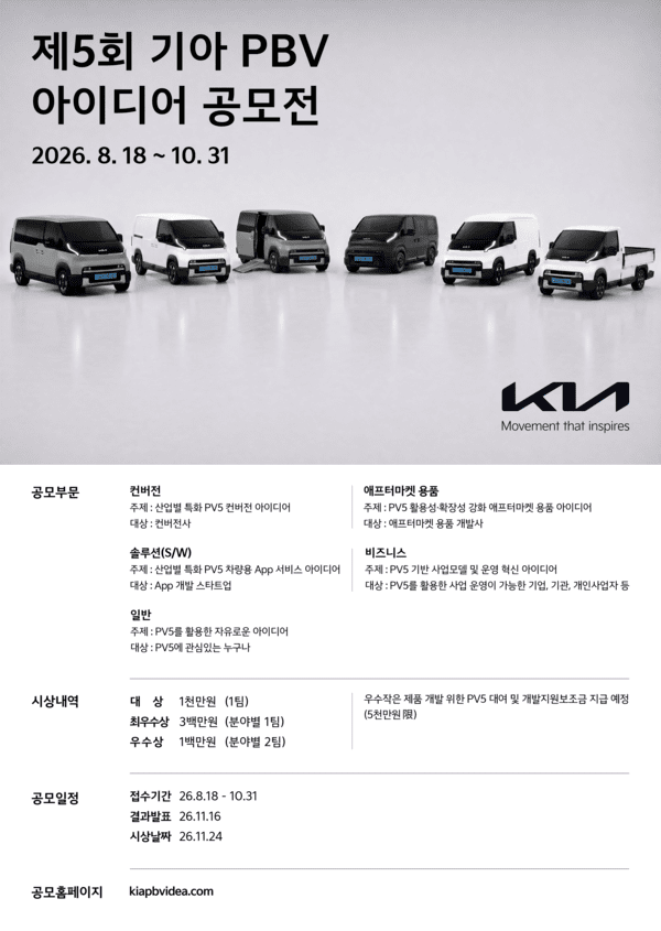 [기아] PV5 아이디어 공모 / EV5 독일 비교평가 1위